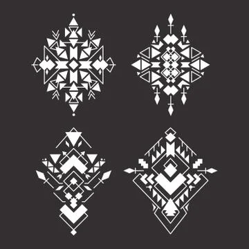 Abstract geometric aztec patterns set Stock Illustration