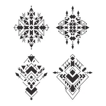 Abstract geometric aztec patterns set Stock Illustration