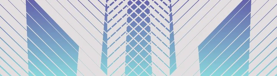 Abstract geometric backdrop with blue gradient diagonal stripes, mirrored Illustrazione stock