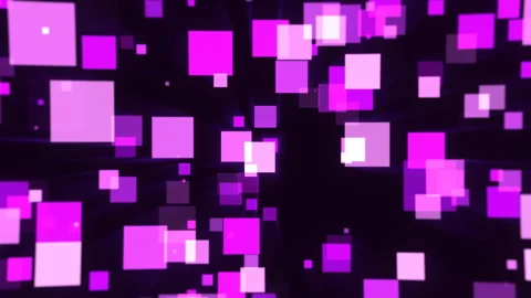 Abstract geometric backdrop with square shapes colored violet flying towards Video stock 279992495
