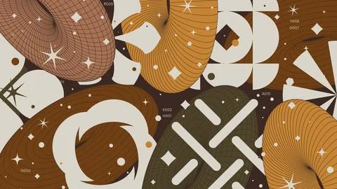 Abstract geometric background with 3d oval torus wireframes form graphic of.. Stock Illustration