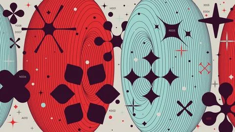 Abstract geometric background with 3d torus wireframes form graphic of geom.. Stock Illustration