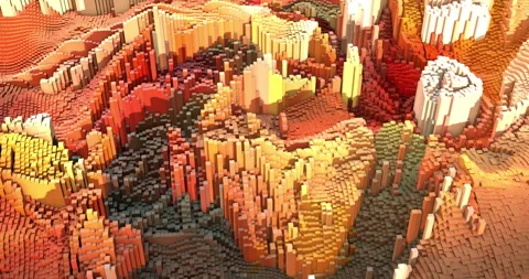 Abstract geometric background with 3d voxels in motion loop. Stock Footage 331495901