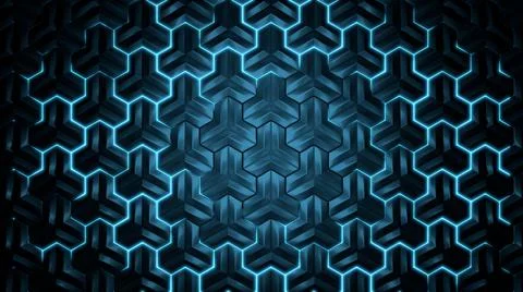 Abstract geometric background.  Abstract blue polygon in rays of light. 3d  i Stock Illustration