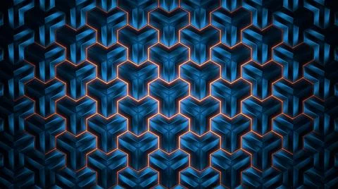 Abstract geometric background.  Abstract blue polygon in rays of light. 3d  i Illustrazione stock