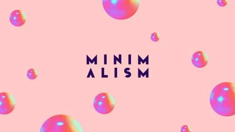 Abstract geometric background with ball and spheres. Minimal trendy poster an Stock Illustration
