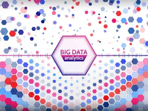 Abstract geometric background with binary code and hexagons. Big data visuali Stock Illustration