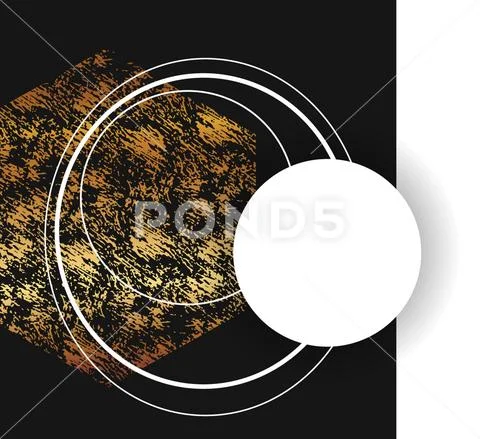 Abstract geometric background in black and white colors with gold texture Stock Illustration