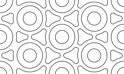 Abstract Geometric Background with Black Lines Forming Circles and Intersec.. Stock Illustration