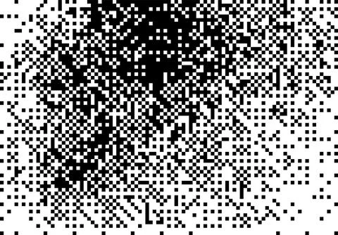 Abstract geometric background with black pixels. Random position of black squ Stock Illustration