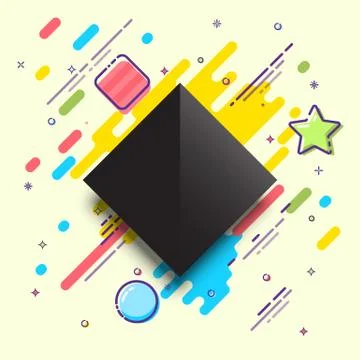 Abstract geometric background with black rhombus and flat design elements イラスト素材