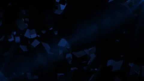 Abstract geometric background with blue 3d flying cubes. Modern abstract busines Stock Footage 242513793