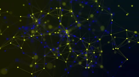 Abstract geometric background with blue and yellow lines and dots 스톡 동영상 67547527