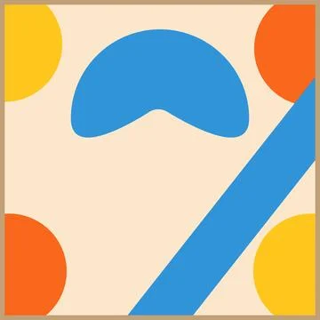 Abstract Geometric Background with Blue Curved Shape and Colorful Circles 스톡 일러스트
