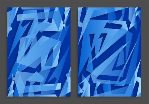 Abstract geometric background with blue gradient lines and ice splinter. A4 3 Stock Illustration