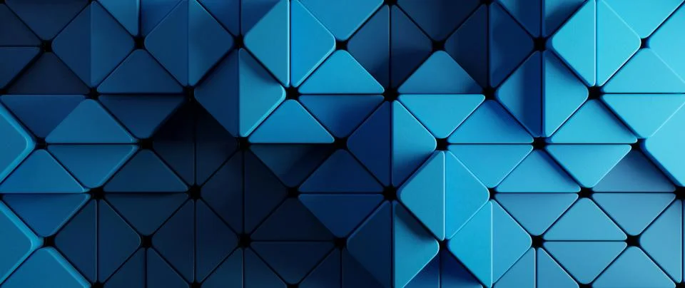 Abstract Geometric Background Blue Interlocking Triangles Squares Rounded C.. Stock Illustration