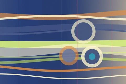 Abstract geometric background with blue, orange, and green striped bands an.. Stock Illustration