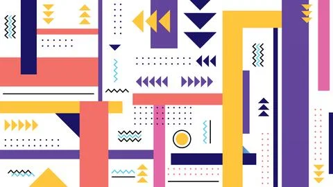 Abstract Geometric Background With Bold Colors and Linear Shapes Stock Illustration