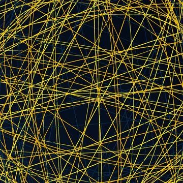 Abstract Geometric Background with Chaotic Intersecting Golden and Blue Lines Stock Illustration