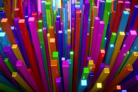 Abstract geometric background of colorful graph columns - 3D render Stock Illustration