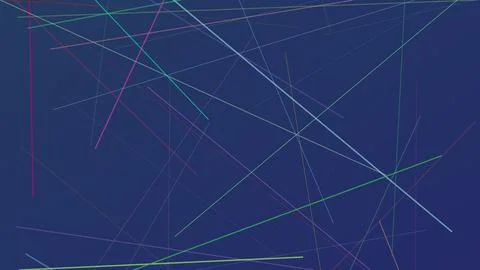 Abstract Geometric Background with Colorful Thin Lines Crisscrossing on Dar.. Stock Illustration