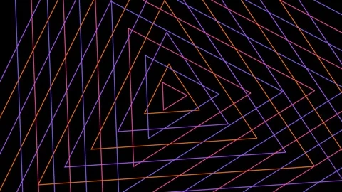 Abstract geometric background with concentric triangles in purple and orange Video stock 329951686