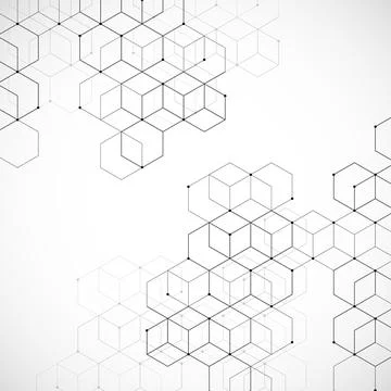 Abstract geometric background with cubes. Geometrical concept with lines and  Stock Illustration