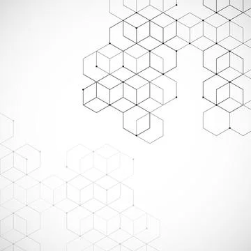 Abstract geometric background with cubes. Geometrical concept with lines an.. Stock Illustration
