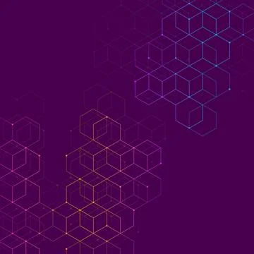 Abstract geometric background with cubes. Geometrical concept with lines an.. Stock Illustration