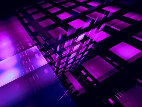 Abstract geometric background of cubes with perspective effect - 3d illustration Stock Illustration