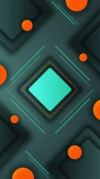 Abstract geometric background with dark teal layered squares vibrant orange.. Stockillustratie