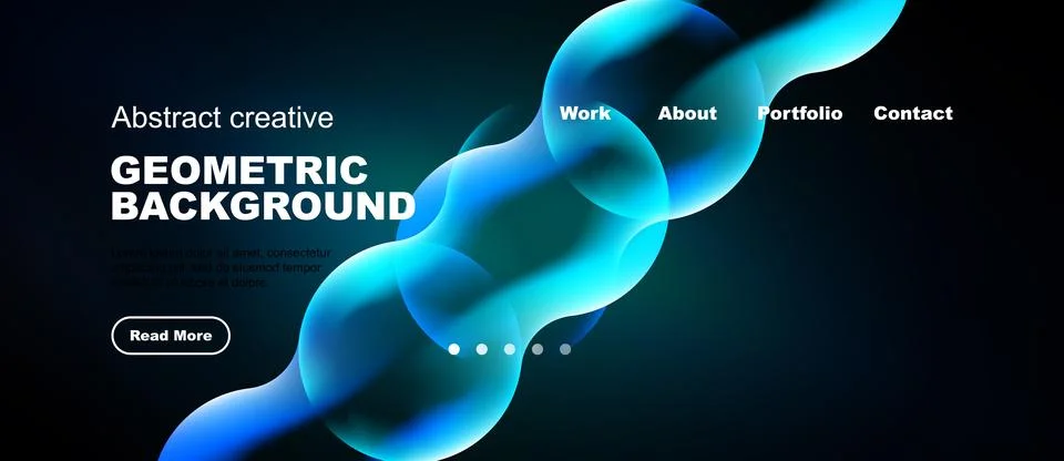Abstract geometric background design. Blue fluid shapes, text elements, Illustrazione stock