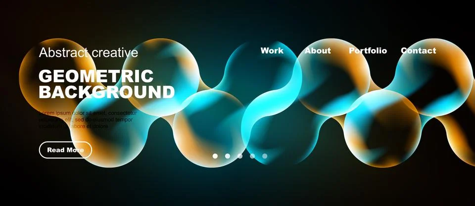 Abstract geometric background design. Bright colors, flowing shapes, website Illustrazione stock