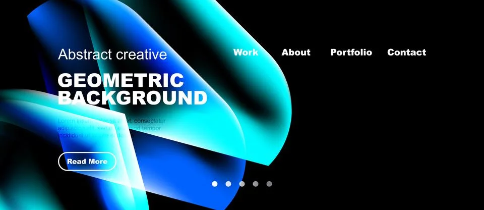 Abstract geometric background design. Bright blue hues, flowing shapes, websi Stock Illustration