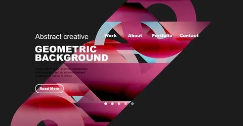 Abstract geometric background design. Features pink, white shapes, text elements Illustrazione stock