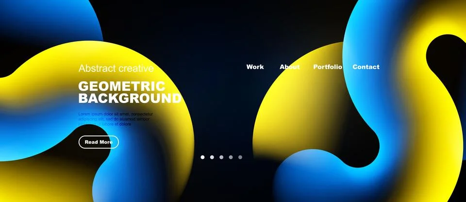 Abstract geometric background design. Fluid shapes, vibrant colors, dark spac Stock Illustration
