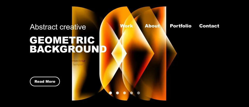 Abstract geometric background design. Orange, yellow hues dominate dark canva Stock Illustration