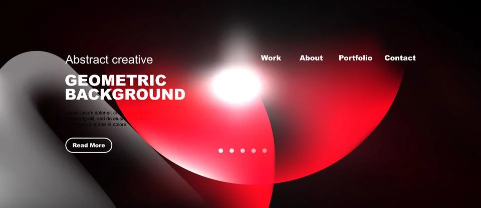 Abstract geometric background design. Red, white shapes dominate dark space. Stock Illustration