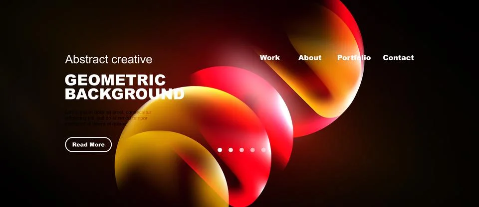 Abstract geometric background design. Red, orange hues dominate, with text Stock Illustration