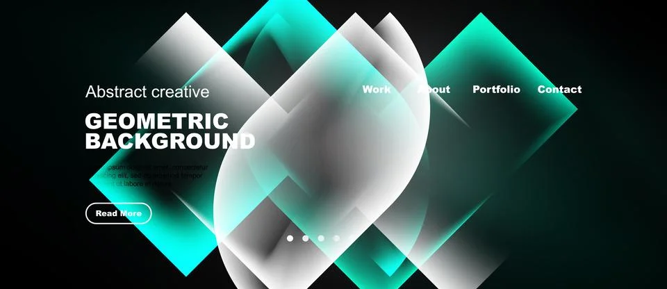Abstract geometric background design. Turquoise, white shapes overlap creatin Illustrazione stock