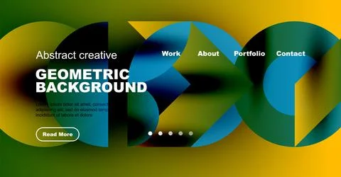 Abstract geometric background design. Vibrant colors, text overlays, navigation 스톡 일러스트