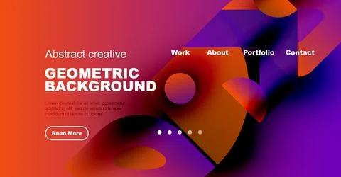 Abstract geometric background design. Vibrant colors, fluid shapes, website イラスト素材