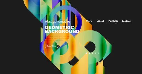 Abstract geometric background design. Vibrant colors, shapes overlap. Website Stockillustratie
