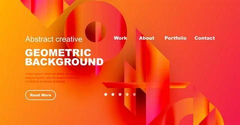 Abstract geometric background design. Vibrant orange, red gradients create Stock Illustration