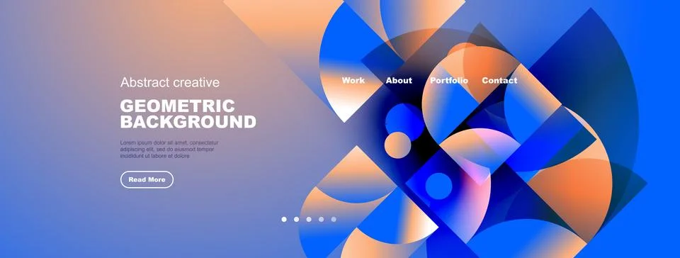 Abstract geometric background design. Vibrant colors, overlapping shapes crea Illustrazione stock