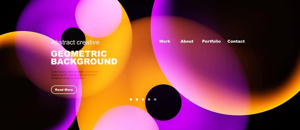 Abstract geometric background design. Vibrant colors, fluid shapes, dark Stock Illustration