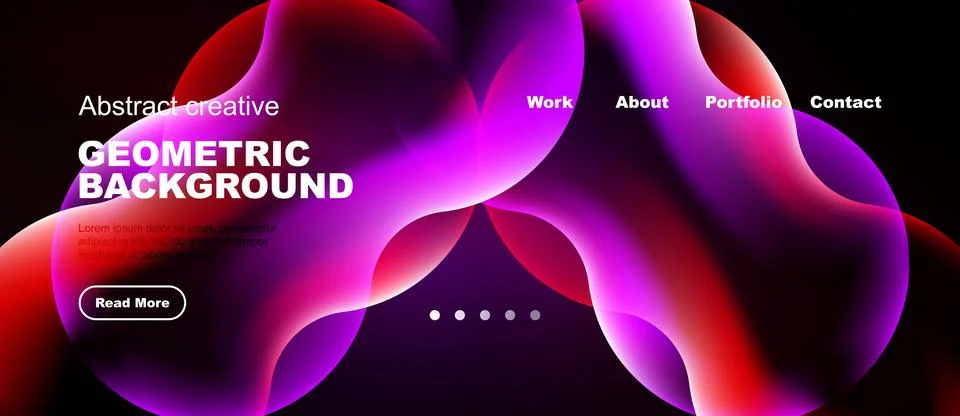 Abstract geometric background design. Vibrant colors, flowing shapes, website Stock Illustration