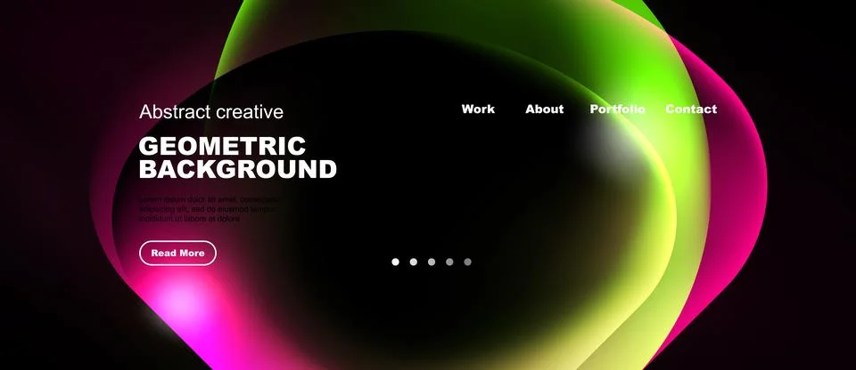 Abstract geometric background design. Vibrant colors, fluid shapes, website Stock Illustration