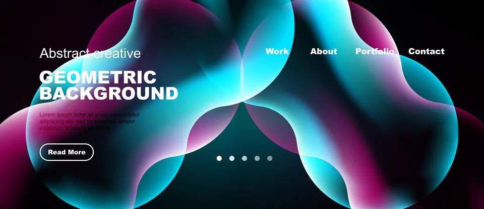 Abstract geometric background design. Vibrant colors, flowing shapes, website Illustrazione stock