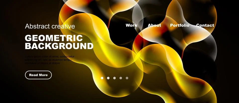 Abstract geometric background design. Vibrant colors, flowing shapes, website Stock Illustration